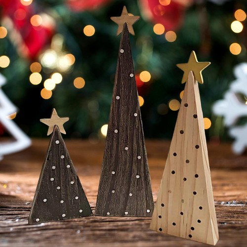 3pcs wooden christmas tree - christmas,