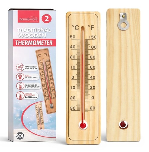 Wooden wall thermometer - wooden,