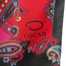VTG Oscar de la Renta Silk Scarf Paisley Red Pink Blue Print 10x53 Oblong Wrap