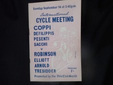 ORIGINAL - FAUSTO COPPI 1958 Herne Hill Cycling Programme