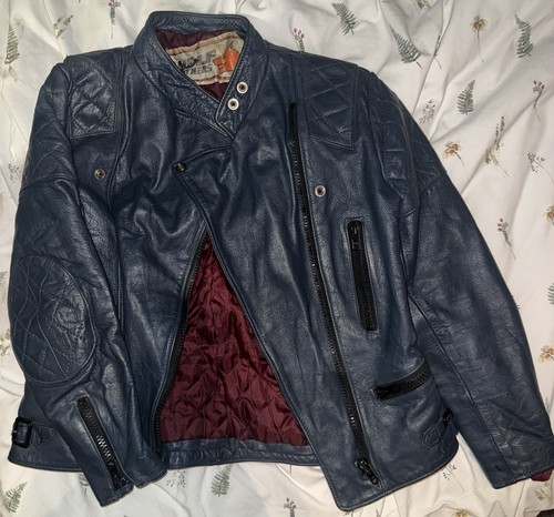 Vintage wolf leather - leather, blue