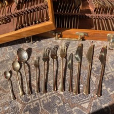 Vintage Bronze Cutlery Set Thailand 10/12 Place Settings Boxed 141 pieces