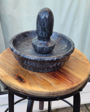 flat pestle and mortar, dark