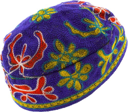 Blue bucharian yarmulke kippah - yarmulke,