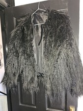 Short Black Shaggy Jacket By Simply Be Size Large With Hook And Eyes