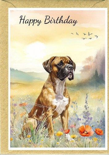 Boxer dog birthday - dog, 6")