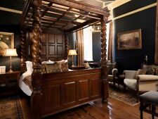 SUPER-KING Four Poster Bed-Solid Mahogany-ANTIQUE WALNUT  new HEIGHT 210cms