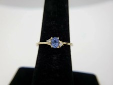 1.55 ct Oval Cut Tanzanite & Diamond Engagement Ring Real 14k SOLID Yellow Gold
