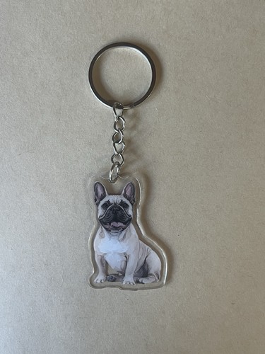 Cream frenchie keyring french - cream,