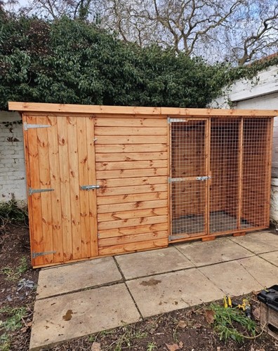 Outdoor wooden dog kennel with - kennel,