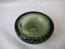 MCM Whitefriars Green Controlled Bubble Bowl Trinket Dish Ashtray Bowl 12cm
