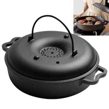 Cast Iron Pan/Roaster Lid Camping Outdoor Indoor Baking Roasting Hob Oven 25cm