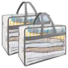 2Pcs PVC Clothes Storage Bags Zipped Organizer Wardrobe Closet Box Bedding Duvet