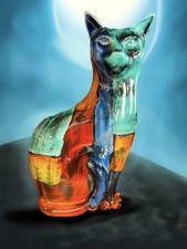 PHOTO  POOLE POTTERY CAT