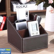Creative PU Leather Remote Control Holder Desk TV Remote Table Organizer 3Cells.