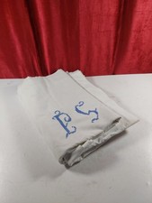 Vintage French Bed Linen Sheet Monogrammed "P.S" 300cm X 190cm