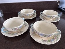 4 Soup Bowls and Saucers. New Hall Hanley Staffordshire England 1930s