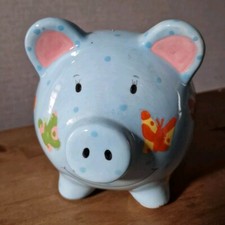 Limited Edition 2007 Percy Pig Piggy Bank Blue Butterflies Savings Piglet 