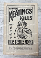 Keating's Powder Fleas Beetles Moths Killer 1912 antique print advert