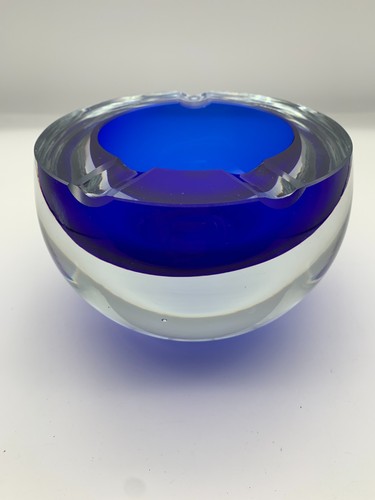 Murano blue white glass - &,