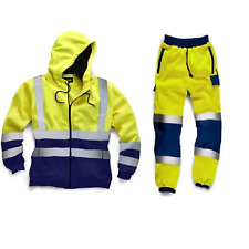 New Hi Vis High Visibility Tracksuit Zip Hoodie & Jogging Bottom Safety Work Set