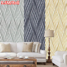 9.5M Wallpaper Metallic Gold Silver Geometric 3D Effect Stripes Wallpaper Roll