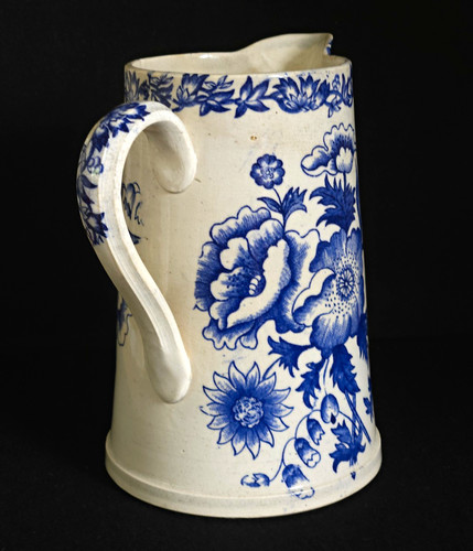 Antique blue white floral - white,