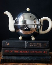 1930s Art Deco Everhot Chrome & Ceramic Insulated Tea pot British Made