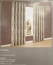Colours 'Evania' Floral Lined Eyelet Curtains W117xD137cm duck-egg  B&Q