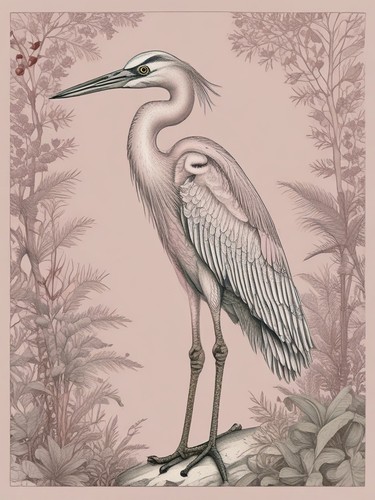 Heron vintage botanical plate - heron,