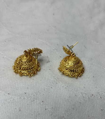 Indian gold jhumka earrings - gold,