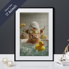 Funny Animal in Bath Print –