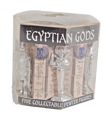 Vintage Egyptian Gods 5pc Pewter Collectible Figure Set Ancient Mythology Boxed.