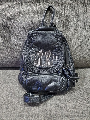 Faux leather black cat - leather, mini