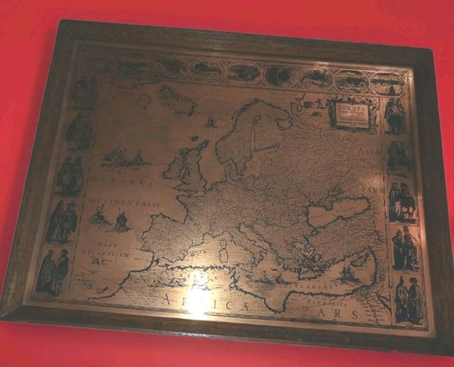 Vintage copper map europe - copper,