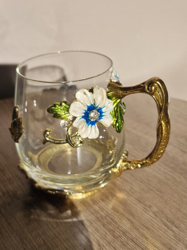 Enamel butterfly flower glass - enamel,