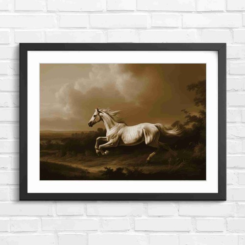Running white horse - running,