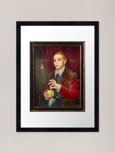Boy with apple painting - boy,