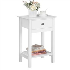 Small Bedside Table with Drawer & Open Shelf for Bedroom/Living Room Storage