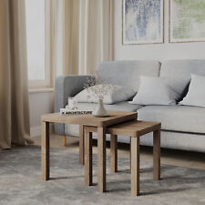 Set of 2 Square Wooden Nesting Stacking Coffee Side Tables Living Room Furniture