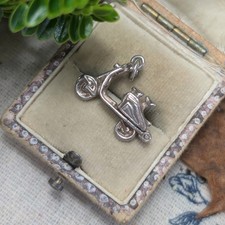 Vintage Silver Vespa Scooter Charm, Pendant Opens