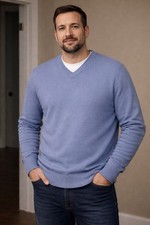 Murano  Light Blue V-Neck long