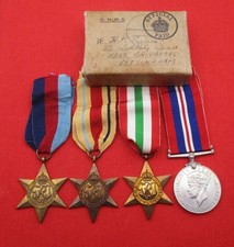 4 WW2 Medals - Boxed - 1939-1945, Africa & Italy Stars and Defence Medal - R.A.