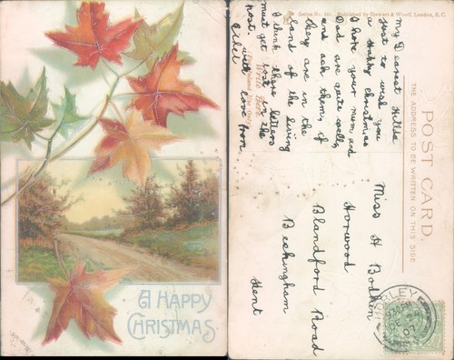 Happy christmas with leaves - with,
