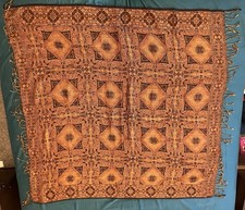 Tawny/brown Persian Tasseled Table/display Cloth