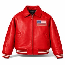 Men’s Red Leather Bomber