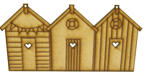 Mdf beach hut huts bunting - mdf,
