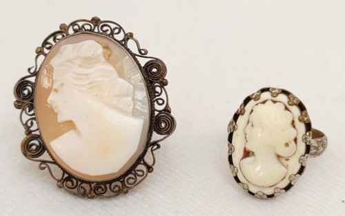 Vintage carved shell cameo - carved,