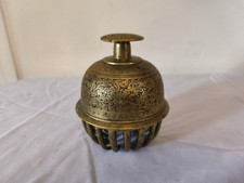 Vintage Large Heavy Brass Claw Bell Etched Flower Temple Claw Bell India