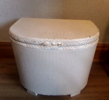 vintage Lloyd Loom Woven linen storage Box, Seat, plant stand, side table
